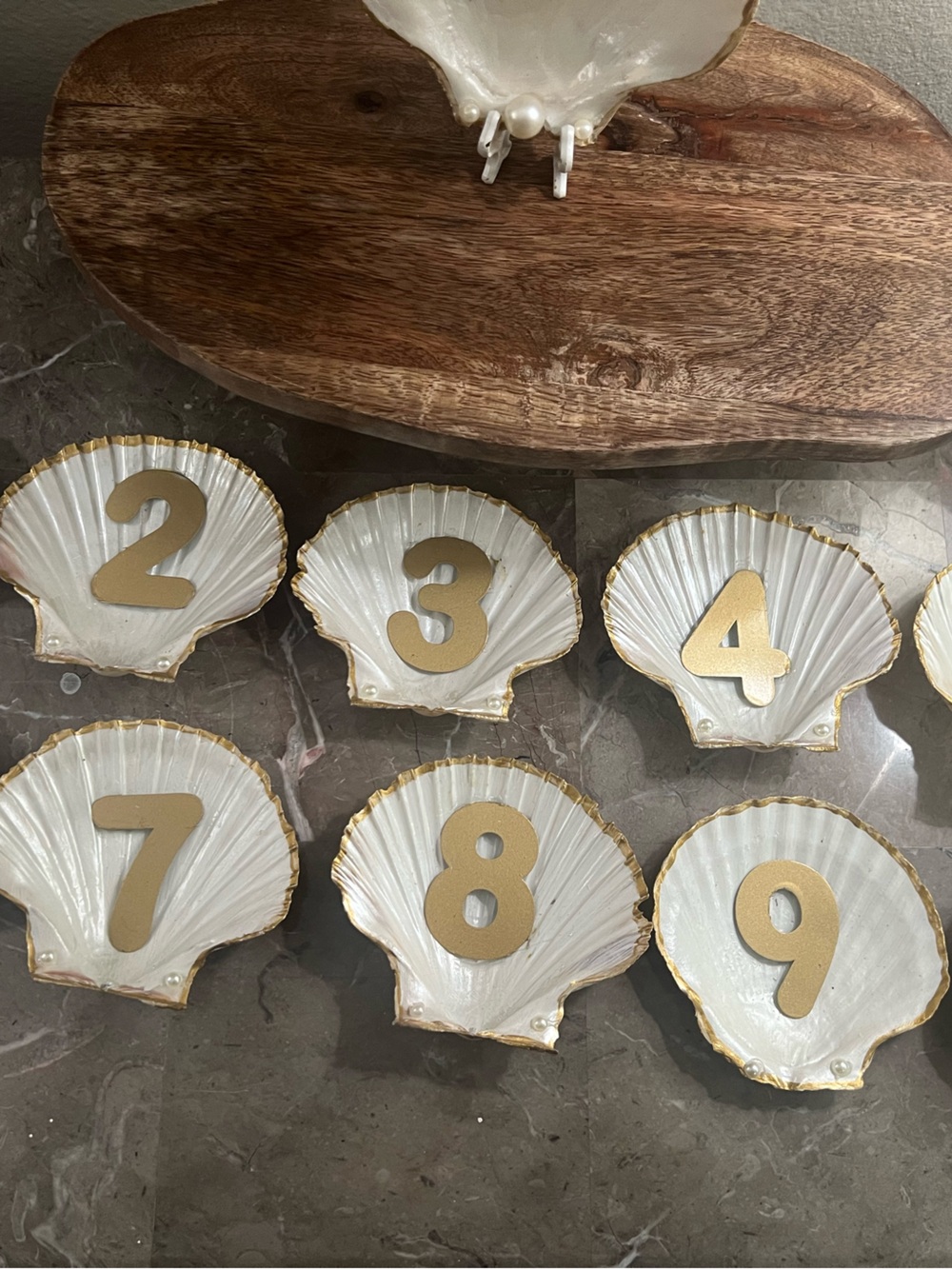 Elegant White & Gold Shell Table Number Set - Home Party Supplies